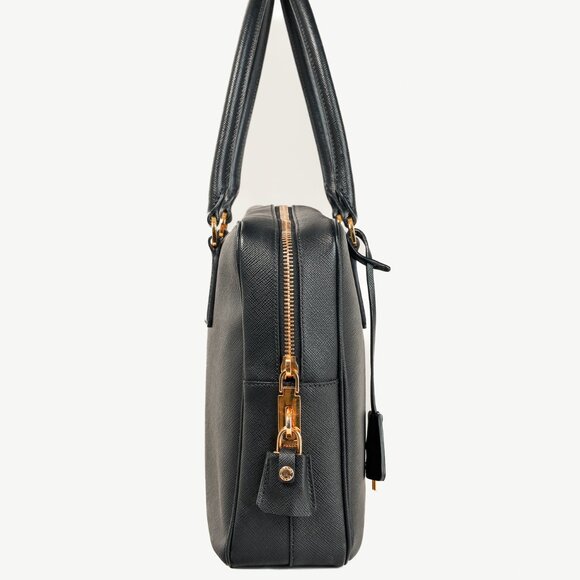 Prada Black Saffiano-Leather Top-Handle Briefcase - Picture 3 of 14